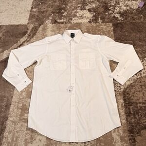 Brooks Brothers United Airlines Shirt Mens 17 36/37 White Long Sleeve Pilot NEW